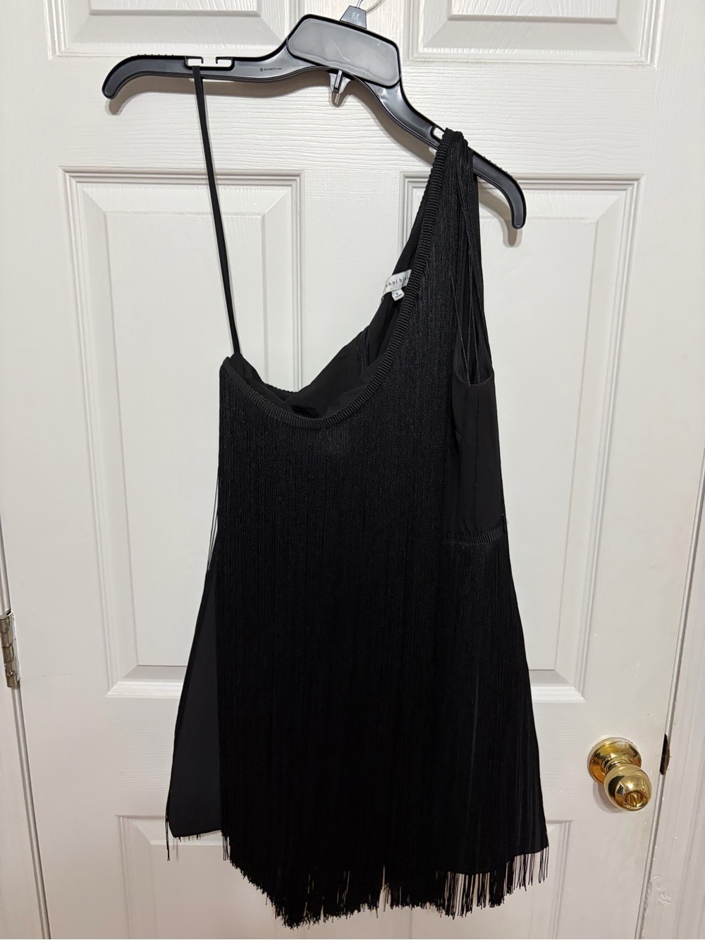 Gianni Bini Black One-Shoulder Fringe Dress